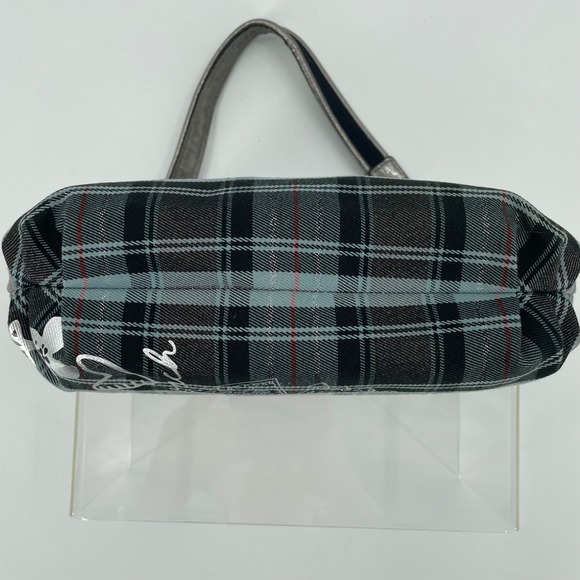 Coach Poppy Tartan Plaid Graffiti Blue Silver Shoulder Bag Wristlet - Picture 5 of 16